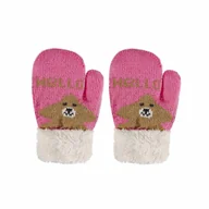 Rękawiczki - Rękawiczki dziecięce jeden palec ocieplone futerkiem różowe - miniaturka - grafika 1