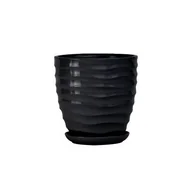 Donice - Doniczka ceramiczna z podstawką duna 18 x 17 cm czarny połysk symbol 3011 - miniaturka - grafika 1