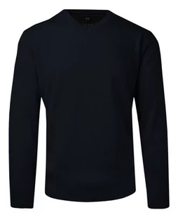 Sweter Ciemny Granatowy Wełniany w Serek, V-neck, Męski, Cienki -HOVARD - Hovard - Swetry męskie - miniaturka - grafika 1