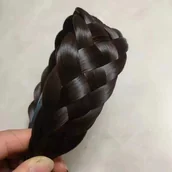 Pozostałe akcesoria fryzjerskie - TEMU Elegancka Ręcznie Pleciona Opaska na Głowę dla Kobiet - Szeroka, Antypoślizgowa, z Grzebieniem i Naturalnym Wzorem Warkocza - miniaturka - grafika 1