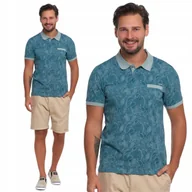 Koszulki męskie - Koszulka Męska Wzorzysta Bawełniana Polo T-Shirt Z Kołnierzykiem MORAJ XXL - miniaturka - grafika 1