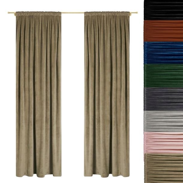ZASŁONA WELUROWA NA TAŚMIE żabki tunel 140x250 Velvet gruba Welur kolory