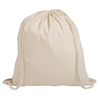 Torebki damskie - eBuyGB 5 sztuk bawełniany plecak ze sznurkiem dla dzieci - siłownia, pływanie, sport, PE, torba na książki, naturalna - grafika 1