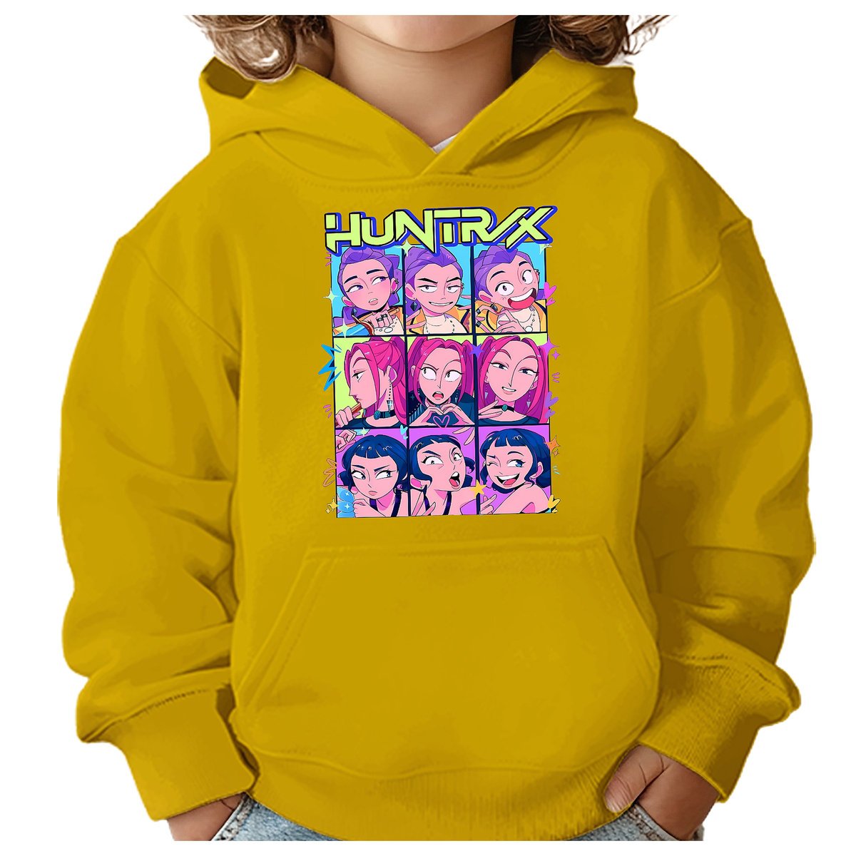 BLUZA DZIECIĘCA K-POPOWE ŁOWCZYNIE DEMONÓW HUNTRIX 146-152 Z KAPTUREM