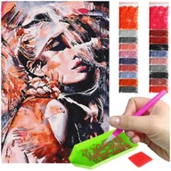 Zabawki kreatywne - Haft Diamentowy ARTULIO, Obraz DIY 5D, Diamond Painting, Mozaika Diamentowa 40X60cm (Abstrakcyjny portret kobiety z orłem) + Zestaw Akcesoriów - miniaturka - grafika 1