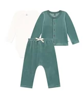Bluzki dla dziewczynek - Petit Bateau Unisex Baby A085T 3-częściowy zestaw, zielony brut, 1 miesiąc, Zielony Brut, 0 miesi?cy - miniaturka - grafika 1