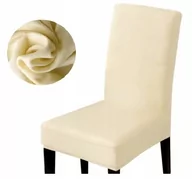 Pokrowce na meble - POKROWIEC na krzesło BEŻOWY ECRU GŁADKI elastyczny - miniaturka - grafika 1
