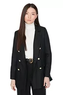 Płaszcze damskie - Trendyol Damski płaszcz z klapą, jednokolorowy, oversize, czarny, 38, Czarny, 64 - miniaturka - grafika 1