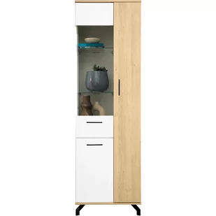 Witryna MD4 Madison Biały Meblar Biały Lux, Dąb Biszkoptowy - Witryny - miniaturka - grafika 1