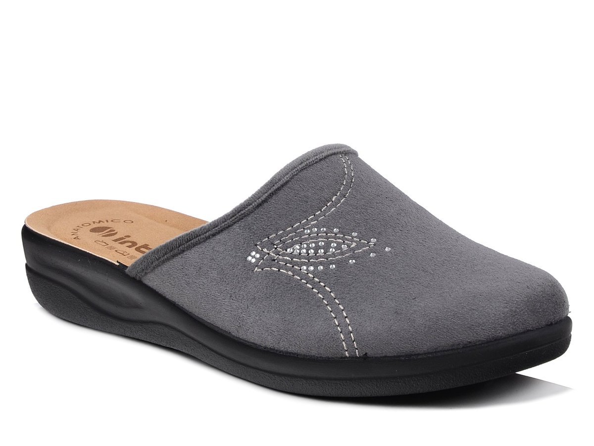 Kapcie damskie pantofle domowe Inblu CF-48 szare z zakrytymi palcami-40