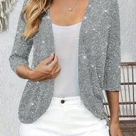 Kurtki damskie - TEMU Elegancki Kardigan z Cekinami dla Pań, Idealny na Wieczorne Imprezy i Kluby, Błyszczący Design otwartego Przodu ze Średnio - miniaturka - grafika 1