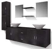 Inne meble do łazienki - Czarny 9 elementowy zestaw podwieszanych mebli łazienkowych L6-E93 - miniaturka - grafika 1