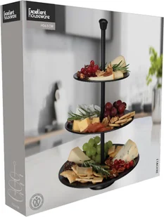 Etażerka, 3 poziomy, 25/20,5/16,5 x wys. 36,5 cm, metalowa, czarna - Tace i patery - miniaturka - grafika 1