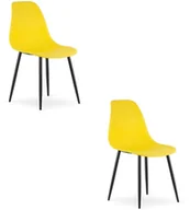 Krzesła - Krzesło skandynawskie żółte WAT 2 szt. czarne nogi do kuchni biuro loft - miniaturka - grafika 1