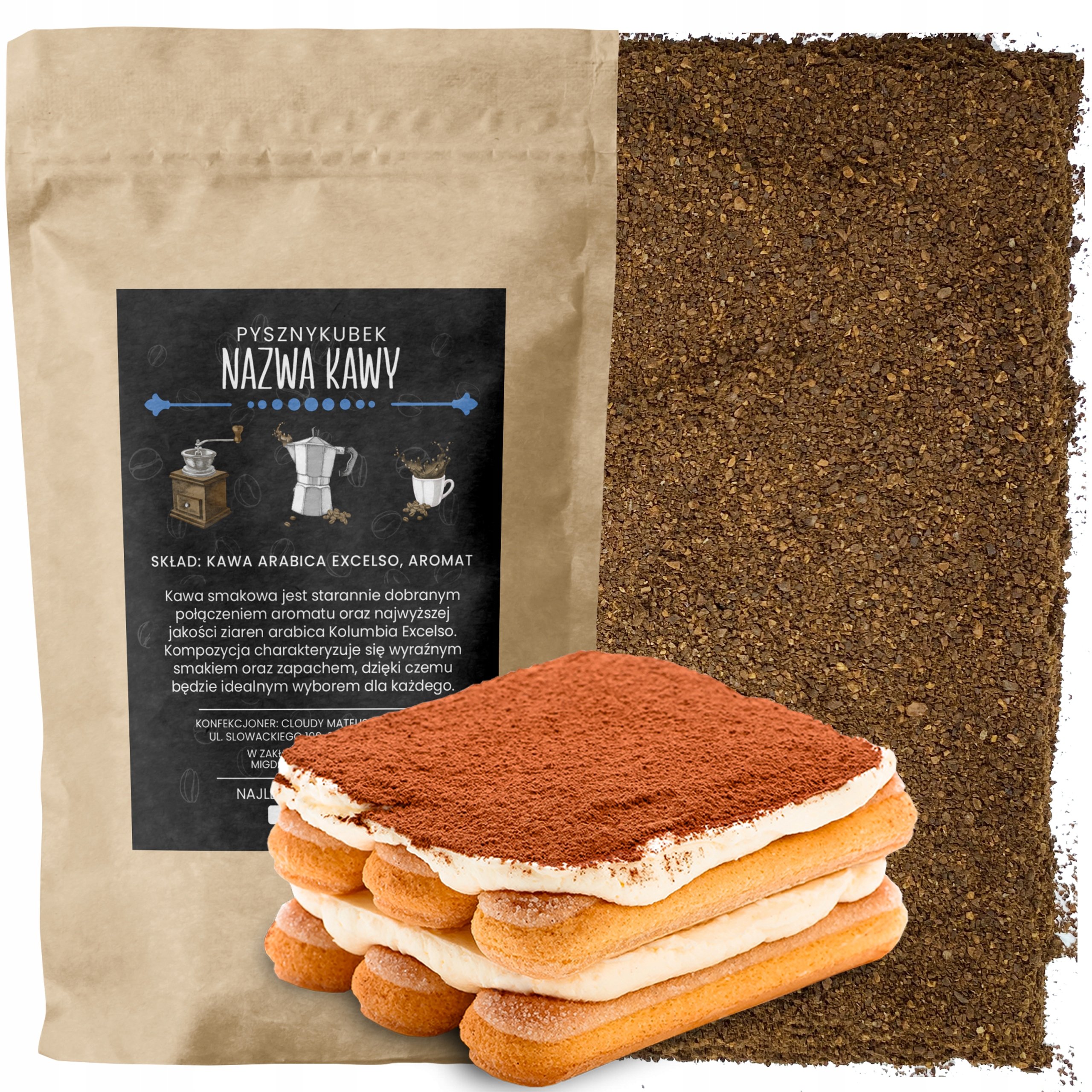 Kawa Mielona smakowa Tiramisu 1000g 1kg arabica