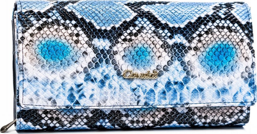 4U Cavaldi Duży portfel damski ze skóry naturalnej i ekologicznej z motywem skóry węża - 4U Cavaldi NoSize