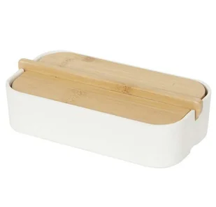 Compactor Organizery kosmetyczne - Organizer do przechowywania 4x15x8 cm, z pokrywką, biały plastik/bambus RAN10268 - Pudła i pojemniki do przechowywania - miniaturka - grafika 1