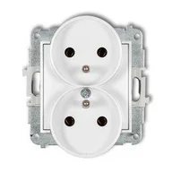 Gniazdka elektryczne - Mechanizm gniazda podwójnego do ramki z uziemieniem 2x(2P+Z) (bez przesłon torów prądowych) biały MGPR-2z Karlik Mini - miniaturka - grafika 1