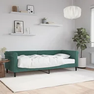 Sofy i kanapy - vidaXL Sofa z materacem do spania, ciemnozielona, 80x200 cm, aksamit - miniaturka - grafika 1