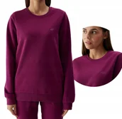 Bluzy damskie - Klasyczna bluza dresowa nierozpinana bez kaptura damska 4F 4FWSS24TSWSF0954-51S Fioletowy - miniaturka - grafika 1