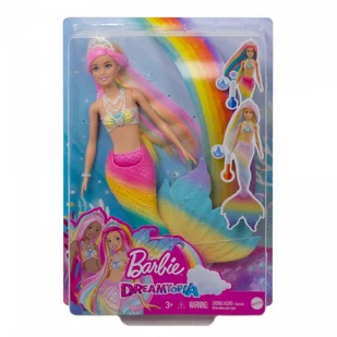 Barbie Syrenka Tęczowa Przemiana Lalka Gtf89 - Lalki dla dziewczynek - miniaturka - grafika 1
