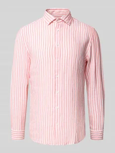 Koszula jeansowa o kroju slim fit z mieszanki lnu z kołnierzykiem typu kent - Koszule męskie - miniaturka - grafika 1