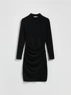 Sukienki - Reserved - Błyszcząca sukienka z drapowaniem - czarny - miniaturka - grafika 1