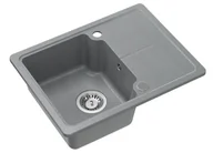 Zlewozmywaki - Quadron POP Zlewozmywak granitowy jednokomorowy 58*44*18 cm z ociekaczem JOHNNY BABY 116 GRANITEQ silver stone ze stalowym odpływem - miniaturka - grafika 1