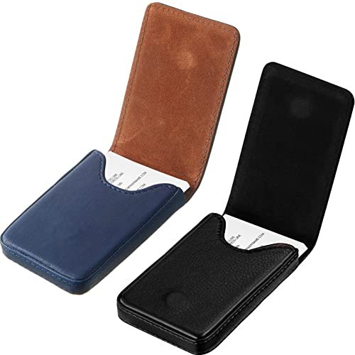 Outus 2 sztuki etui na wizytówki, skóra PU, etui na wizytówki, portfel z magnetycznym zamknięciem, dla mężczyzn i kobiet (czarny, niebieski)