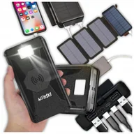 Powerbanki - Pojemny Powerbank Solarny 20000mAh Ładowarka Indukcyjna Słoneczna Latarka - miniaturka - grafika 1