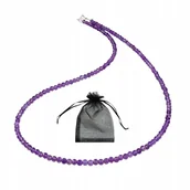 Naszyjniki - Naszyjnik Naturalny Ametyst Kwarc fioletowy faset. 3mm Srebrne Zap dł 43cm, bez marki, AG00000391 - miniaturka - grafika 1