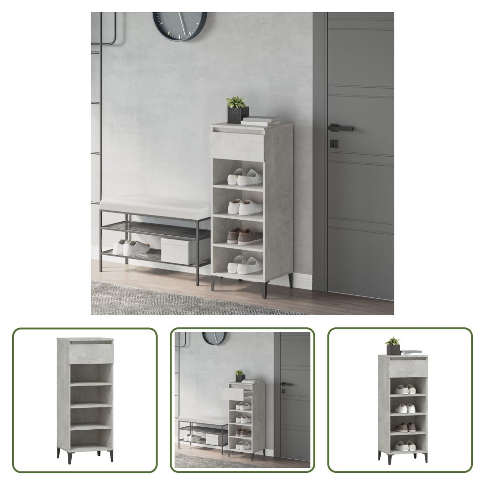 The Living Store Stojak na buty betonowy szary 40x36x105 cm materiał drewnopochodny