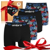 Majtki męskie - Umbro Zestaw Prezentowy Granatowy Święta Bokserki Męskie 4 Sztuki Roz. L - miniaturka - grafika 1