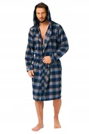 Piżamy damskie - KEY SZLAFROK MĘSKI FLANELOWY MGD 431 B25 M/L GRANATOWY - miniaturka - grafika 1