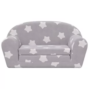 2-osobowa sofa dla dzieci, rozkładana, szara w gwiazdki, plusz Lumarko! - Sofy i kanapy - miniaturka - grafika 4