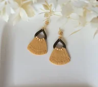 Kolczyki - Kolczyki typu makrama, szampańskozłote- sztyfty złote EDYCJA LIMITOWANA - miniaturka - grafika 1