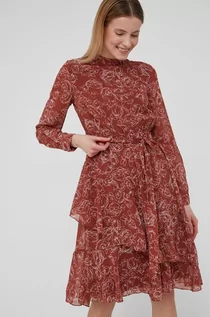 Sukienki - Vero Moda sukienka kolor brązowy mini rozkloszowana - grafika 1