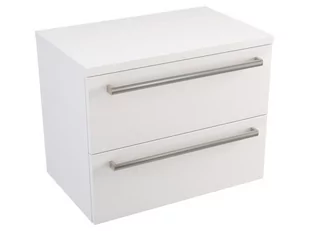 Szafka Wisząca Z Blatem ATH 60 cm - Biały Mat - Uchwyty Stal Szczotkowana - Szafki łazienkowe - miniaturka - grafika 1
