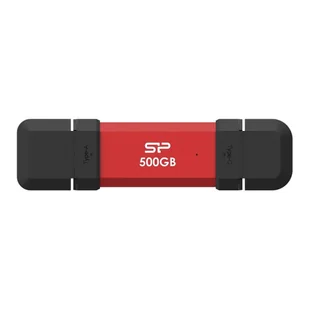 Dysk zewnętrzny ssd silicon power ds72 500gb usb-a usb-c 1050/850 mb/s czerwony SP500GBUC3S72VPR - Dyski SSD - miniaturka - grafika 1