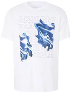 Koszulki męskie - Armani Exchange Męski T-Shirt Regular Fit Large Logo Graphic Tee, biały, S - miniaturka - grafika 1