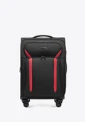 Walizki - Średnia walizka miękka dwukolorowa czarno - czerwona - miniaturka - grafika 1