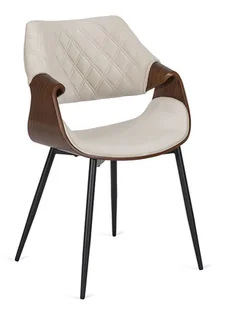 Welurowe industrialne krzesło pikowane beżowy + orzech R1-W41 - Krzesła - miniaturka - grafika 1