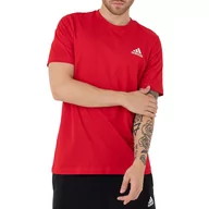 Koszulki sportowe męskie - Koszulka adidas Essentials Embroidered Small Logo GK9642 - czerwona - Adidas - miniaturka - grafika 1