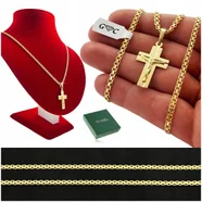 Złoty Łańcuszek Z Krzyżykiem Srebro Próba 925/585 Naszyjnik Męski + Gratisy