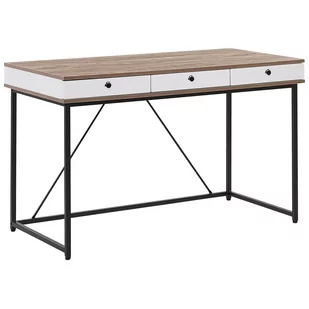Beliani Biurko Biurko 120 x 60 cm jasne drewno z czarnym HINTON 204538 - Biurka - miniaturka - grafika 1