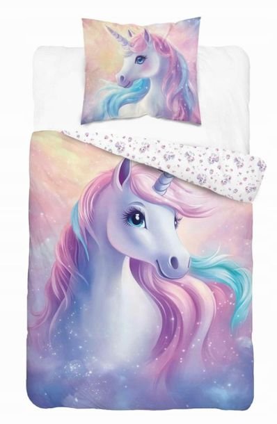 Pościel dziecięca fluorescencyjna 160x200cm PASTELOWY KOŃ