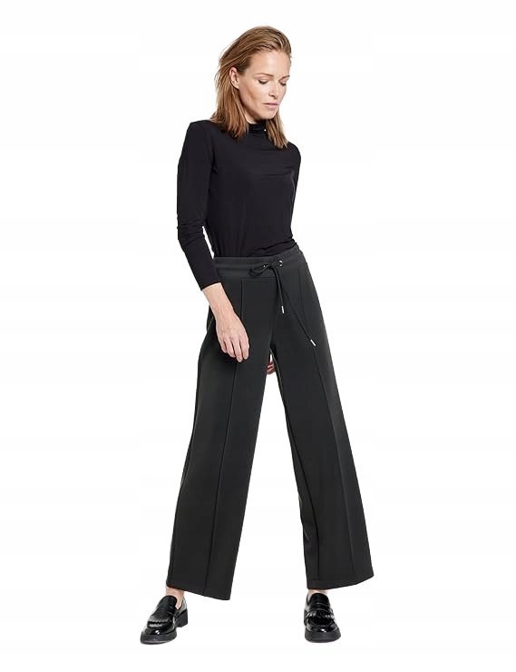 GERRY WEBER CZARNE SPODNIE DRESOWE PROSTE NA SZNURKU 36 16BA