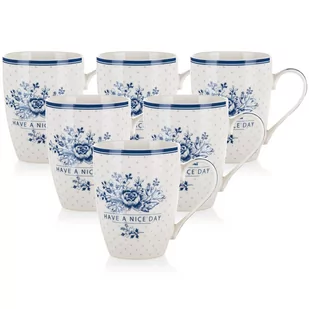 Banquet 6-częsciowy komplet kubków ceramicznych FLOWER white, 340 ml - Kubki - miniaturka - grafika 1