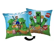 Kołdry i poduszki dla dzieci - Poduszka dziecięca 40x40 Minecraft Pośpiech Creepera niebieska zielona - miniaturka - grafika 1