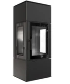 Piece wolnostojące - Kratki Piec stalowy koza THOR VIEW Ø 150 8 kW czarne wyłożenie - miniaturka - grafika 1